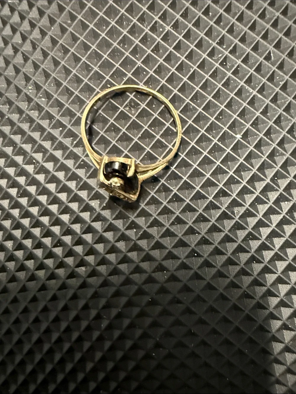 Gold Tone Mom Women's Signet Ring with Black Center Stone 10 karat